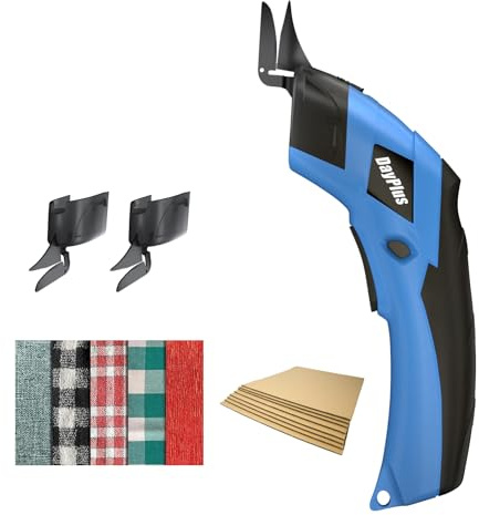 HSHa Kabellose Elektroschere Schere 3.6V Stoff Leder Tuch Pappschneider, Akku-Universalschere mit 2 Klinge, Blau