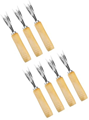 CIYODO 7pièces Coupe-Ananas Acier Inoxydable avec Évideur Et Fourchette v Outil Pratique pour Éplucher Et Retirer Les Yeux des Ananas pour Cuisine Activités De Plein Air