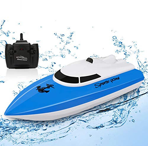 SZJJX Ferngesteuertes Boot, RC Boot Ferngesteuert für Kinder, 2.4Ghz Hochgeschwindigkeits-Mini-Rennboote Mit Wiederaufladbarem Akku für See/Pool/Teich, Geschenk für Junge Mädchen ab 6 Jahre - Blau