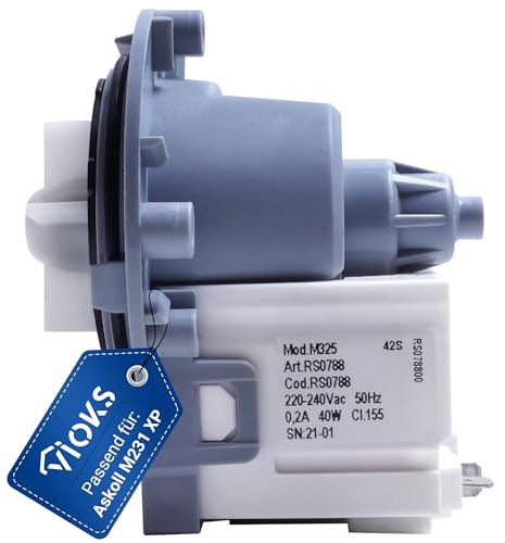 VIOKS Ablaufpumpe Laugenpumpe 40W Ersatz für Askoll M231 XP 290735 290875 AEG Electrolux 53188943574 Abfluss Pumpe mit Schraubenbefestigung Bügeln - Abwasserpumpe Waschmaschine AEG Whirlpool Zanussi