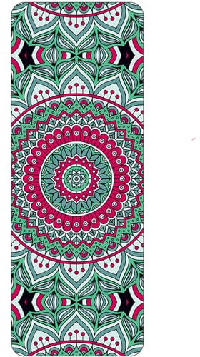Tapis de yoga pour femme, 1 mm d'épaisseur, antidérapant, pliable, portable, tapis de yoga, de voyage, tapis de gym pliable (183 x 68 cm, bohème)