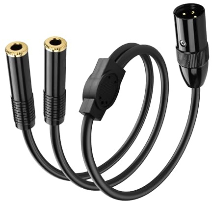 PNGKNYOCN XLR Stecker zu Dual 6.35mm Y Splitter Kabel, 3Pin XLR Stecker Dual 6.35mm (1/4inch) TRS Buchse Mikrofon Audio Konverter Kabel（0.5M/1.6FT）