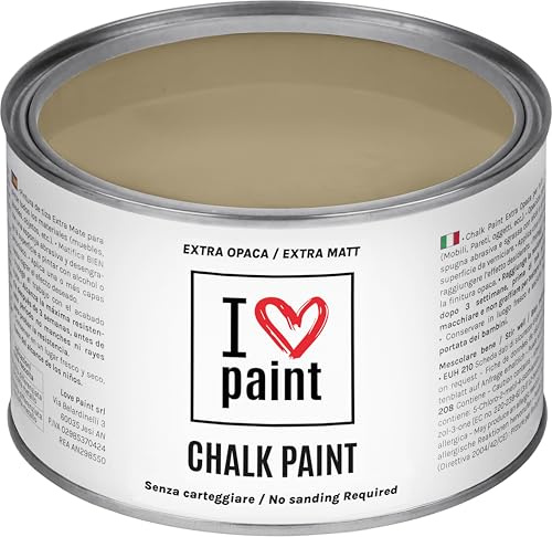 I LOVE CHALK PAINT color Arcilla 375 ml - Pintura a la tiza para muebles, paredes y objetos sin lijado - Sin disolventes ni formaldehído - Pintura para decoración efecto tiza a base de agua