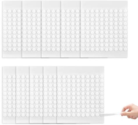 1000 Stück Doppelseitige Klebepunkte, 6mm Foto Klebepads, Rund Transparente Aufkleber Keine Spuren Selbstklebende Klebepunkte für Poster, Ballon, Papier, Bürobedarf, DIY Basteln(10 Blatt)