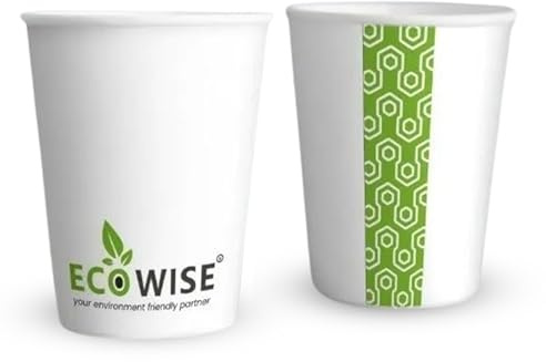 EcoWise 1000 White Paper Cups 7 Oz Single Wall White Cups for Hot & Cold Drinks - Eco-Friendly Biodegradable Disposable Party Cups for Café, Home or Outdoors