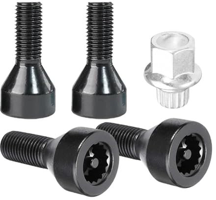 WTIXCRQ Radbolzen Radschraube Kompatibel Mit 1/3/5/6 Serie 36136786419,36131180882,36136764057. 4 Schrauben + 1 M12 X 1,5 Radsicherungs-Schraubkappe, Radschrauben, Muttern Und Stehbolzen