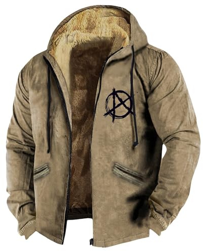 Herren Lässige Mode Schwergewicht Warme Kapuzenjacke Fleece Reißverschluss Dicke Winddichte Outdoorjacke 2025 Trend Sommer und Frühling Warm Gefütterter Jacke