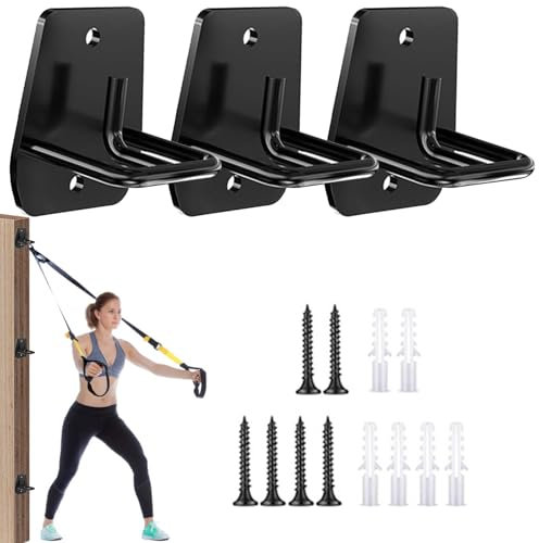 Upriver 3Pcs Resistance Band Wall Anchor, Wall Mount Workout Anchors, Heavy Duty Battle Rope Anchor Strap Anchor Bracket for Strength Trainer, Suspension Training, Yoga Swings, Stretching, Hammocks