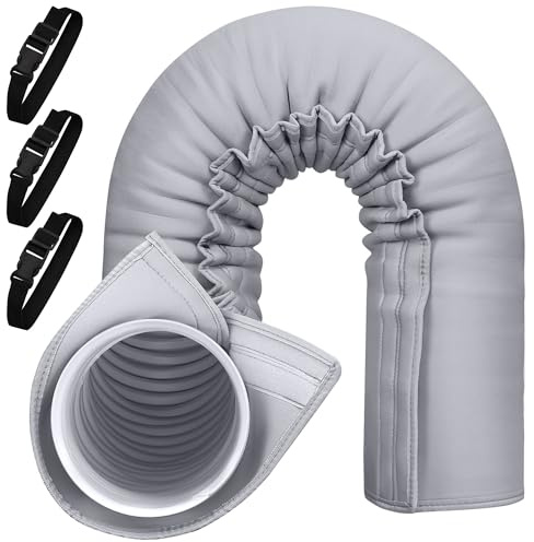 Manchon d'isolation portable pour tuyau de climatisation, convient pour tuyau d'échappement de 12,7 cm et 15 cm de diamètre, couvercle d'aération isolé, facile à installer avec 3 sangles réglables