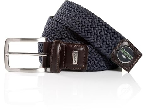 MONTI Herren Flechtgürtel Golfgürtel für Männer mit integriertem Ballmarker BIRDIE - navy uni - Größe 95