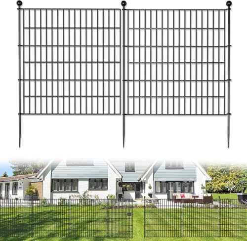 HEYOUTH Clôture d'étang,Cloture Jardin Exterieur,Enclos Chien en Métal, 74x81cm,10 éléments de clôture et 11 barres de fixation,clôture de défense pour chiens et animaux domestiques (Sans serrure)