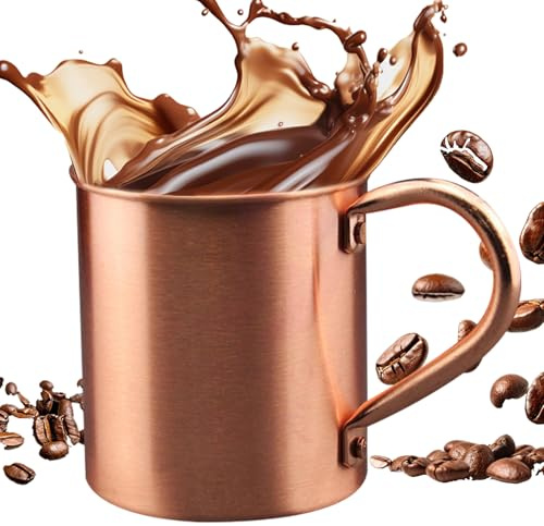 Kupferbecher, handgefertigt, massives Kupfer, wiederverwendbar, handgefertigt, reines Design für Küche, Trinken, Kaffee, Weihnachten, Wein, Reisen, Bier