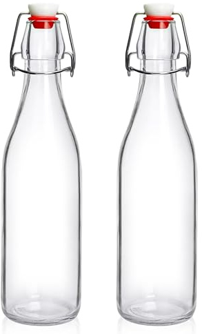Glasflaschen mit Bügelverschluss, 473 ml, Klappverschluss, Glasflasche mit luftdichtem Deckel für Fermentation, Kombucha, Met, Vanilleextrakt, Coquito, Essig, Bier, Kefir, Wein, Limonade, Saft, Öl für