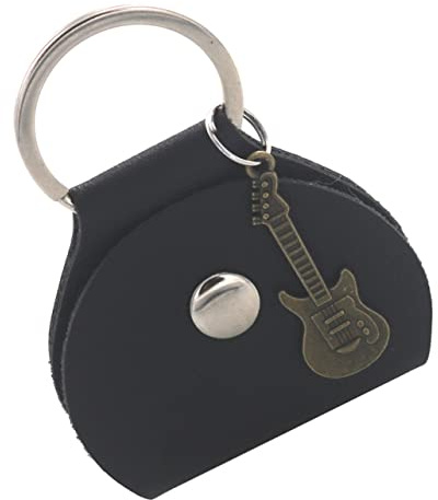 BAZEITFLOW Gitarrenplektrumtasche Mit Anhänger Tragbare Aufbewahrungstasche Für Plektren Und Stimmclips Pu Material Schwarz Für E-Gitarre Akustikgitarre Bass Und Saiteninstrumente