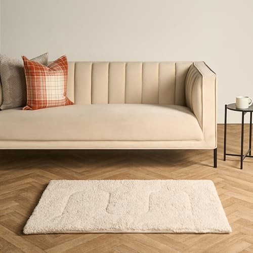 Brentfords Dog Blanket Large Sherpa Fleece Blanket for Dogs Cat Kittens Super Soft Quilted Pet Blankets Warm Washable Fleece Throw Protects for Bed and Sofa, Cream - 75 x 100cm