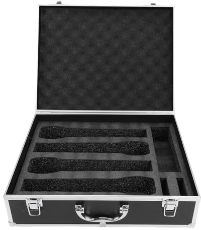 Denash Aluminiumlegering Hårt Skal Mic Foam Bärfodral, Trådlös Mikrofonskyddslåda Rymmer 4 Mikrofoner, Stötsäker, Vattentålig, Dammtät med Handtag
