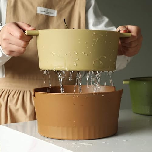 Fdit Scolapasta staccabile e profonda, in plastica, per cucina, comodo per frutta e verdura, materiale resistente all'usura (marrone, piccolo)