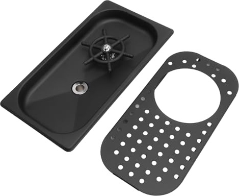 ERYUE Jarra de Enjuague de Vidrio de Acero Inoxidable 304, Lavado a Alta Presión, Colores Elegantes, Limpieza de Boquilla de Múltiples ángulos, Fácil Instalación, Bandeja de (Negra)
