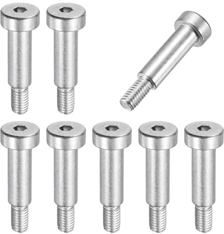 QUARKZMAN 8 Piezas De Tornillos De Hombro De Acero Inoxidable 304 Diámetro Del Hombro 8mm Longitud Del Hombro 20mm Roscado M6x1 Tornillos De Hombro Con Cabeza Hexagonal