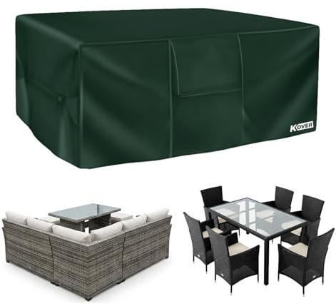 KOVER® | Copertura Tavolo Giardino Verde 150x90x74 cm | Telo Impermeabile Oxford per Mobili da Giardino ed Esterno | Protezione UV Antivento | OriginalCorner