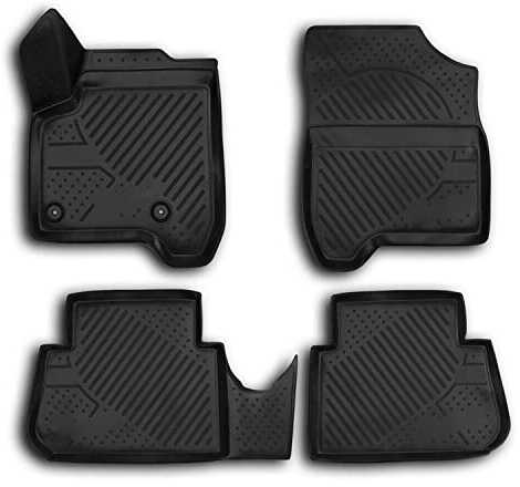 OMAC Gummimatten Fußmatten kompatibel mit Citroen C3 Picasso 2009-2016 TPE Schwarz 4X