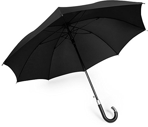 DAVEK ELITE UMBRELLA (klassisk svart) – kvalitets käppparaply med automatisk öppning, starkt och vindtätt
