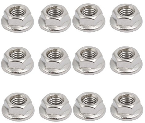 sourcing map 12Stk. Links Hand Flanschmuttern 304 Edelstahl Metrische Gewinde M6x1mm de