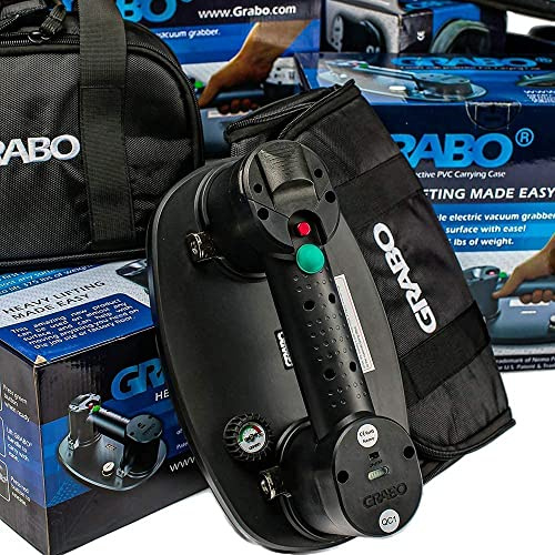 GRABO NEMO (2 batterier, 2 tätningar) – elektrisk vakuumsugkoppslyftare för trä, paver, gips, marmor, kakel och mer (lyfter upp till 170 kg)