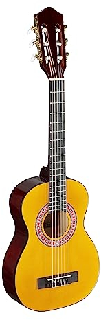 Konzertgitarre 1/4 Größe, Fichtendecke, Mahagoni-Hals, Composite-Griffbrett, 480mm Mensur, 40mm Sattelbreite, Hochglanz-Finish, geeignet für Einsteiger, Naturfarbe