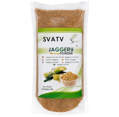 Svatv Jaggery Powder | Granulated Cane Jaggery (Gur) | Traditional Unrefined Cane Sugar | No Added Preservatives | For Tea, Coffee, Cooking & Baking | 227g