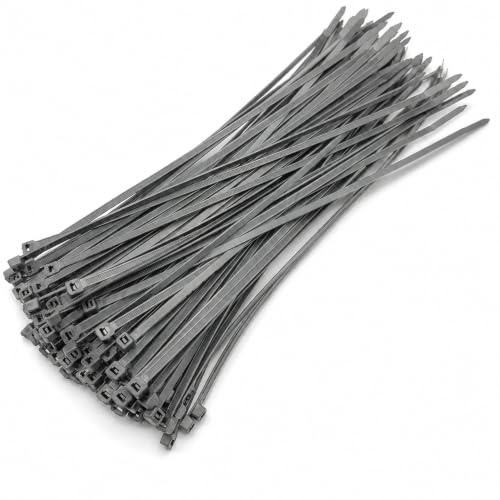 Kabelbinder – 300 mm x 4,8 mm – starke Nylon-Kabelbinder (100, grau)