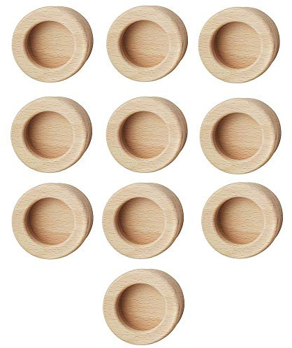 Gedotec Schiebetür-Möbelgriff Buchen-Holz Einlass-Muschelgriff rund für Türen & Schubladen - H1854 | Griffmuschel Ø 60 mm | Griff zum Kleben | 10 Stück - Holzgriff für Schranktüren & Zimmertüren
