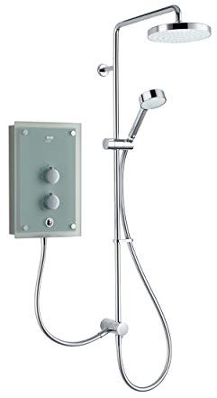 Mira Showers Azora Electric Shower Dual Electric Shower 9.8 KW Electric Shower 1.1634.156, Frosted Glass