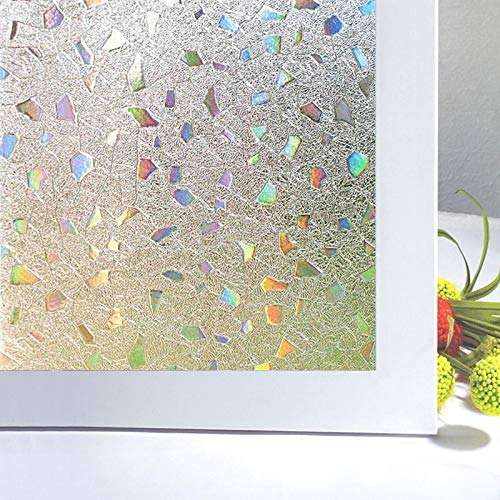 Zindoo Sichtschutzfolie Fenster 3D Fensterfolie Ohne Kleber Dekorfolie Farbeffekt unter Licht Sichtschutzfolie Anti-UV 59.5 x 200cm