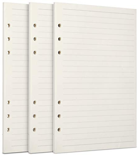 FYY A5 Refill Paper, 3 Packs 100GSM Thick Refillable Paper 6 Hole Filler Inserts Loose Leaf Paper 135 Sheets (270 Pages) for 6 Ring Binder Journal Notebook-Lined Paper