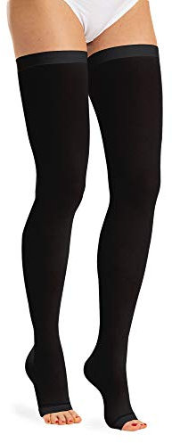 Relaxsan Antitrombo M1370A (1 Paio - Nero, XL) calze autoreggenti punta aperta per degenza antiembolismo K2 compressione graduata 25-32 mmHg