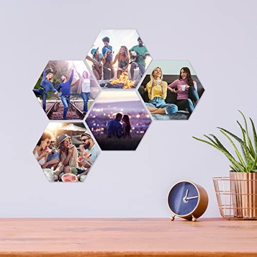 GRAVURZEILE Hexagon-Acrylkachel mit Foto - Fotogeschenk Personalisiert mit eigenem Bild - Foto Collage - Geschenk für Mama Papa Freunde und Familie - Kreative Wandbilder - 8er Set