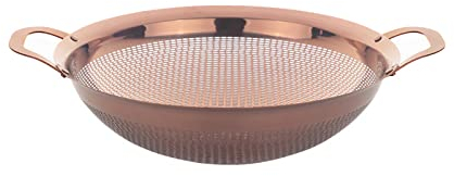 Meisha Sieb 24.5 cm, Küchensieb aus Edelstahl, feinmaschiger Seiher mit Griffen, strapazierfähiges Sieb für Pasta/Gemüse/Reis/Obst/Nudeln in der Küche – Roségold