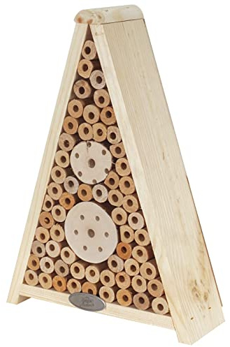 Dehner Natura Premium Insektenhotel Gaia, Insektenhaus / Nistkasten für Bienen/Schmetterlinge/Käfer, ca. 24 x 34 x 9 cm, aus FSC-zertifiziertem Kiefernholz / Metall, natur