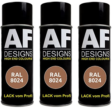 Alex Flittner Designs Lackspray RAL 8024 BEIGEBRAUN seidenmatt 3x 400ml Spraydose Buntlack Autolack