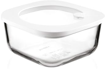 Guzzini - Kitchen Active Design, STORE&MORE GLASS, Contenitore Ermetico in Vetro per Frigo/Freezer/Microonde (M) - Trasparente, 16 x 16 x h7,6 cm | 965 cc - 11330111