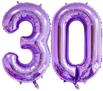 MiaLover 40 Zoll Zahl 30. Geburtstag deko Zahlen Ballon 30 Heliumballon 30 Geburtstagsdeko Riesen Aufblasbar Helium Folienballon Luftballons für Männer Frauen Happy Birthday Deko Luftballon(Lila)