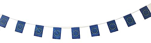 Pandiui23 Lot de 40 drapeaux de l'Union européenne - 11,4 m - 14 x 21 cm - En polyester - Unisexe - Fête - Événements 2023 - Drapeaux décoratifs