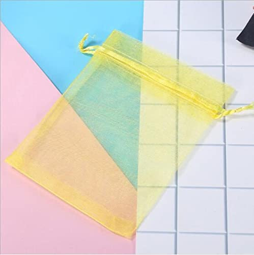 ORGEFY Organza-Beutel mit Kordelzug, 10 x 15 cm, 10 x 15 cm, Zitronengelb, 5 x 7 cm, 100 Stück/Los
