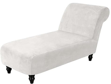 GUYIRT Samt Liegesessel Sesselhussen, Husse Für Liegesessel, Schonbezug Für Chaiselongue, Liegesofabezüge Für Wohnzimmer Schlafzimmer-Weiß