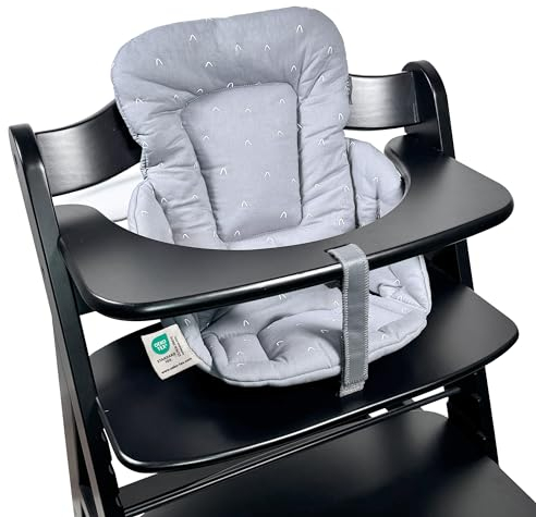 LaLoona Sitzverkleinerer für Hochstuhl Hauck Alpha und Beta - weiches Baby Sitzpolster aus Baumwolle, OEKO-TEX Standard 100 geprüft, hautfreundlich und maschinenwaschbar - Grau