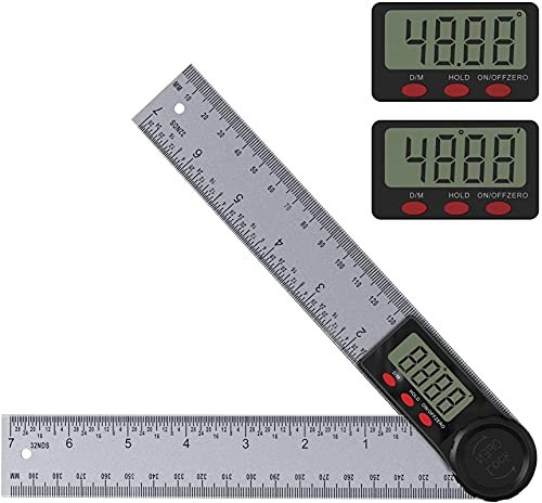 ZzzaNa Winkelmesser, Winkelmaßstab, Digitaler Winkelmesser, RockSeed Digitales Winkellineal aus Edelstahl, Winkelmesser, Neigungsmesser mit Halt, Nullpunkt und großem LCD-Display, mm/Zoll-Winkelmesser