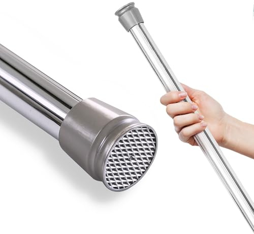 Teleskopstange ohne Bohren, Duschvorhangstange Klemmstange Vorhangstange Duschstange Kleiderstange ausziehbar (silber - glänzend 111-200 cm)