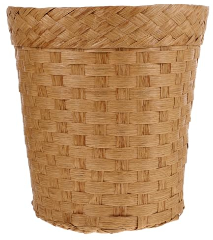 Corbeille À Déchets en Rotin Tissé pour Cuisine Et À Coucher Panier De Rangement Robuste