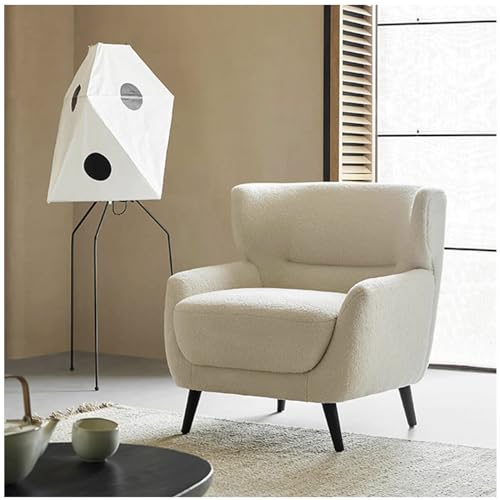 PJDDP Moderner Wohnzimmer Sessel Armsessel, gepolsterter Freizeit Sessel Relaxsessel aus Sherpa mit Beinen aus Massivholz, bequemer Fernsehsessel für Schlafzimmer,Lesezimmer,Wartezimmer